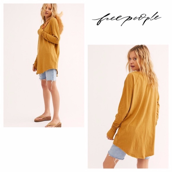 Free People Tops - NWT FREE PEOPLE We The Free Arden Long Sleeve Tee - Trail (Mustard)